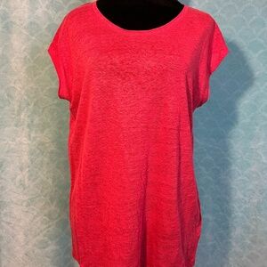 Red Linen Cap Sleeve Blouse | Button Back | 100% Linen